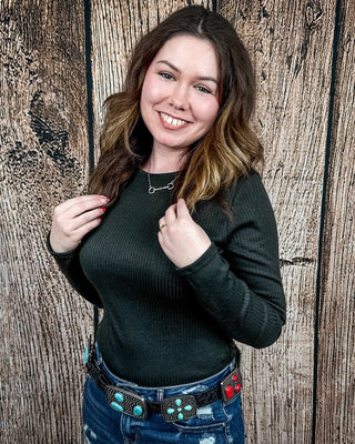 Marin Ribbed Round Hem Top in Black by Lucky and Blessed – Shirts & Tops from Bronco Western Supply Co.