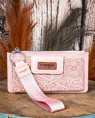 Marlowe Tooled Wristlet Wallet in Dark Pink by Wrangler – Purses & Wallets from Bronco Western Supply Co.