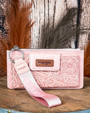 Marlowe Tooled Wristlet Wallet in Dark Pink by Wrangler - Purses & Wallets - Montana West - Bronco Western Supply Co.