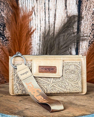 Marlowe Tooled Wristlet Wallet in Khaki by Wrangler – Purses & Wallets from Bronco Western Supply Co.