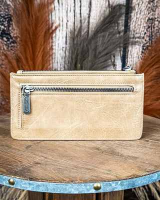 Marlowe Tooled Wristlet Wallet in Khaki by Wrangler – Purses & Wallets from Bronco Western Supply Co.