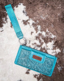 Marlowe Tooled Wristlet Wallet in Turquoise by Wrangler - Purses & Wallets - Montana West - Bronco Western Supply Co.