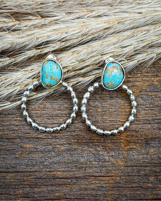 Matrix Drop Turquoise Beaded Hoop Earrings – Jewelry from Bronco Western Supply Co.