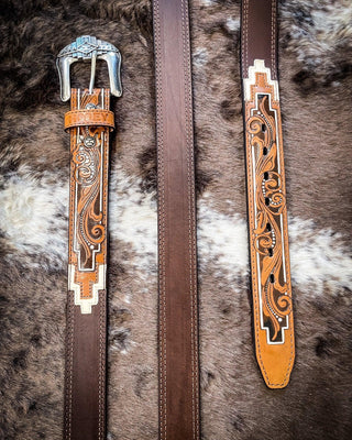 "Maverick" Classic Hooey Belt Natural/Brown/Ivory – Apparel from Bronco Western Supply Co.
