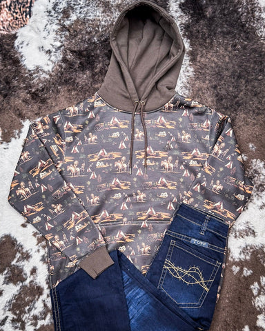 Men's Legendary Hooey Hoodie in Wren Brown with Comanche Pattern - Apparel - Hooey - Bronco Western Supply Co.
