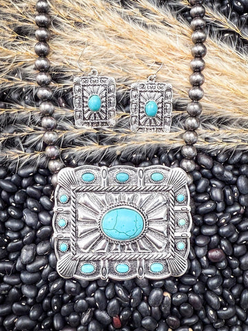 Mercy Western Concho Pendant Fashion Choker Set - Jewelry - Blue Tortoise - Bronco Western Supply Co.