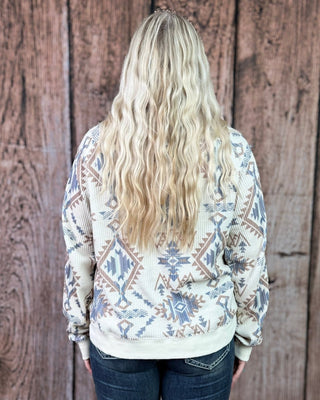 Mesa Quarter Zip Pullover in Cream and Navy by Hooey – Apparel from Bronco Western Supply Co.