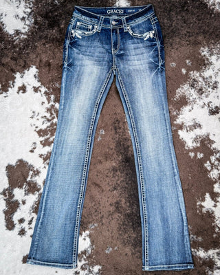 Midnight Reverie Women’s Easy Fit Boot Cut Jeans by Grace in LA – Apparel from Bronco Western Supply Co.