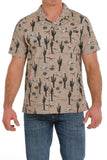 Gobi Cinch Men's Cactus Short Sleeve Camp Shirt- Khaki