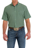 Sawyer Geometric Print Short Sleeve Arenaflex Button Down Shirt - Green