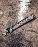 Myra Bag - Blacksmith Trail Tooled Leather Key Fob in Canyon Ember - Accessories - Myra Bag - Bronco Western Supply Co.