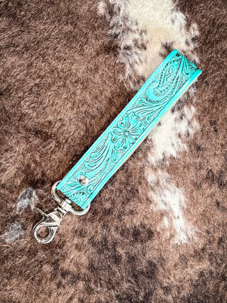 Myra Bag - Blooming Meadows Key Fob in Turquoise – Accessories from Bronco Western Supply Co.