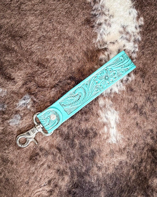 Myra Bag - Blooming Meadows Key Fob in Turquoise – Accessories from Bronco Western Supply Co.