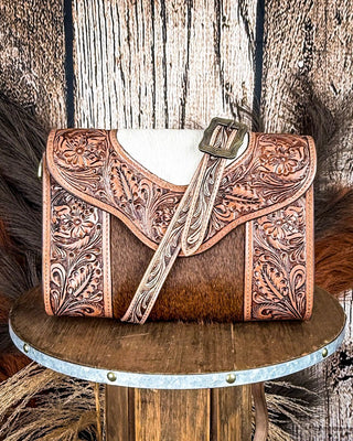 Myra Bag - Copper Charm Hand Tooled Bag in Earthen Hide & White – Purses & Wallets from Bronco Western Supply Co.