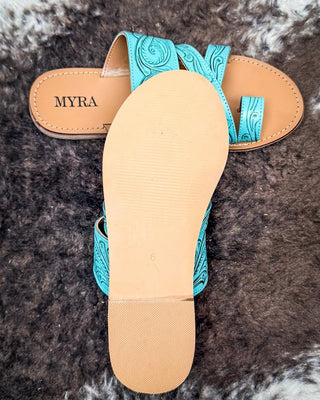 Myra Bag - Delia Ridge Hand Tooled Sandals in Turquoise – Women's Shoes from Bronco Western Supply Co.