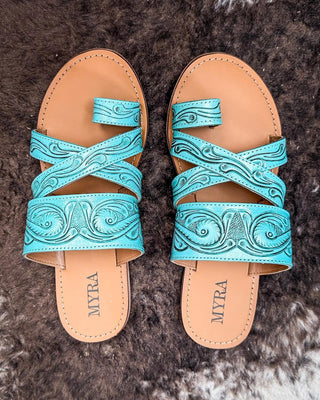 Myra Bag - Delia Ridge Hand Tooled Sandals in Turquoise – Women's Shoes from Bronco Western Supply Co.