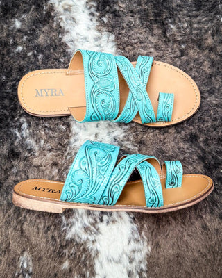 Myra Bag - Delia Ridge Hand Tooled Sandals in Turquoise – Women's Shoes from Bronco Western Supply Co.