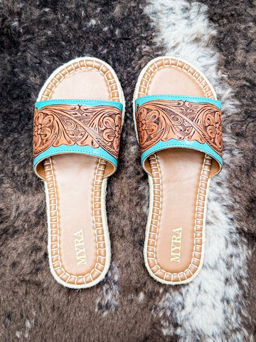 Myra Bag - Horizon Creek Slides in Turquoise - Women's Shoes - Myra Bag - Bronco Western Supply Co.