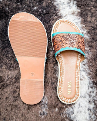 Myra Bag - Horizon Creek Slides in Turquoise – Women's Shoes from Bronco Western Supply Co.