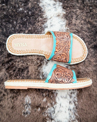 Myra Bag - Horizon Creek Slides in Turquoise – Women's Shoes from Bronco Western Supply Co.
