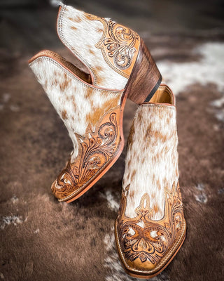 Myra Bag - Horse Jane Hand - Tooled & Hair On Bootie - Women's Shoes - Myra Bag - Bronco Western Supply Co.