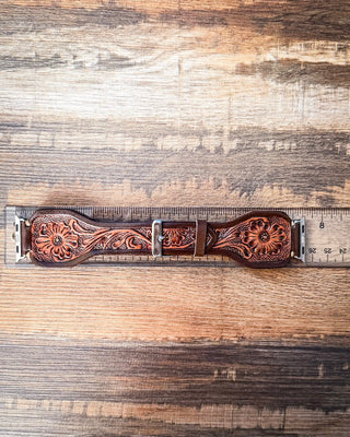 Myra Bag - Lone Star Hand Tooled Leather Watch Band in Antique Mahogany – Accessories from Bronco Western Supply Co.