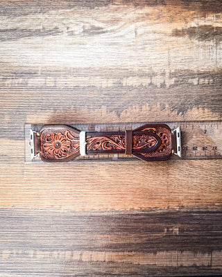 Myra Bag - Lone Star Hand Tooled Leather Watch Band in Antique Mahogany – Accessories from Bronco Western Supply Co.