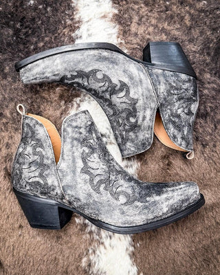 Myra Bag - Moonlight on the Mesa Booties in Crackle Black – Women's Shoes from Bronco Western Supply Co.