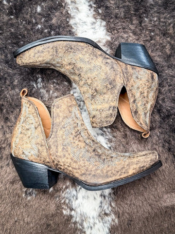 Myra Bag - Moonlight on the Mesa Booties in Crackle Brown - Women's Shoes - Myra Bag - Bronco Western Supply Co.