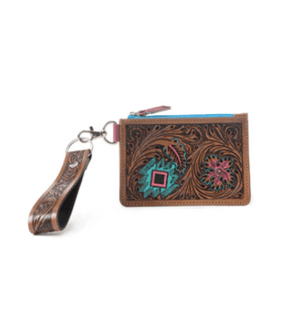 Myra Bag - Pride of Prickly Pears Card Holder in Brown and Blue – Purses & Wallets from Bronco Western Supply Co.