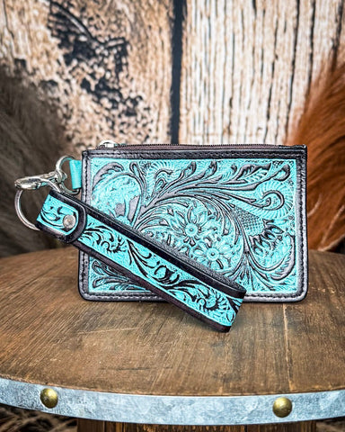 Myra Bag - Pride of Prickly Pears Card Holder in Turquoise - Purses & Wallets - Myra Bag - Bronco Western Supply Co.