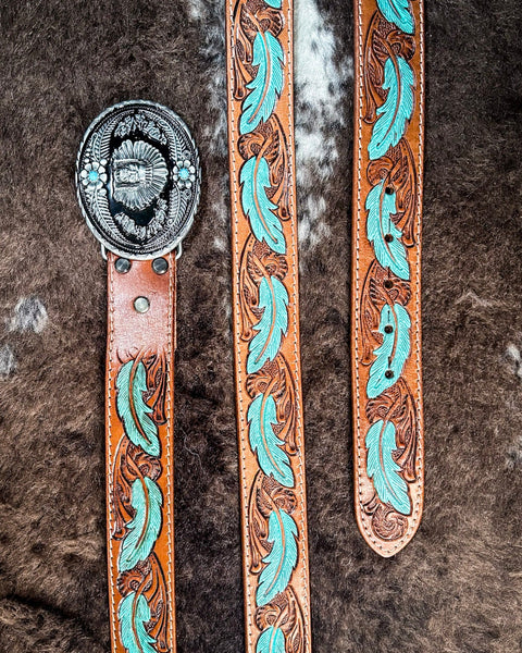 Radianite Hand Tooled Belt by Myra Bag | Bronco Western  display picture 3
