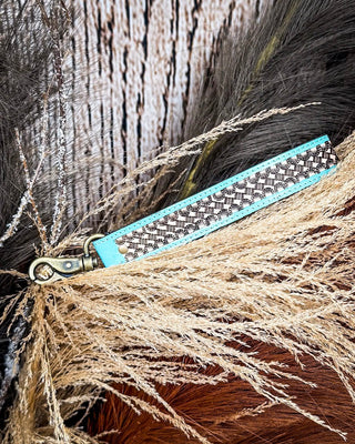Myra Bag - Teal Accent Hand - Tooled Strap Key Fob – Accessories from Bronco Western Supply Co.