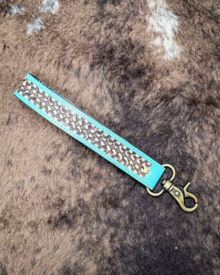 Myra Bag - Teal Accent Hand - Tooled Strap Key Fob – Accessories from Bronco Western Supply Co.