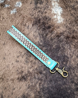 Myra Bag - Teal Accent Hand - Tooled Strap Key Fob – Accessories from Bronco Western Supply Co.