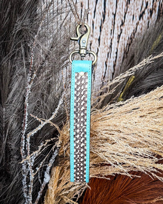 Myra Bag - Teal Accent Hand - Tooled Strap Key Fob – Accessories from Bronco Western Supply Co.