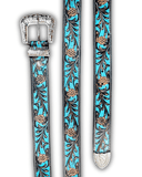 Myra Bag - Turquoise Hand Tooled Leather Belt - Apparel - Myra Bag - Bronco Western Supply Co.