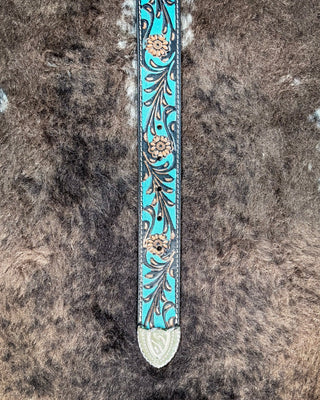 Myra Bag - Turquoise Hand Tooled Leather Belt - Apparel - Myra Bag - Bronco Western Supply Co.