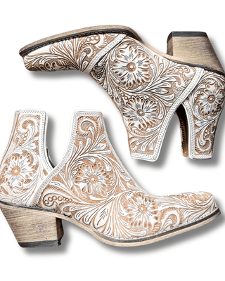Myra Bag - Western Moxie Booties in White Chocolate – Women's Shoes from Bronco Western Supply Co.