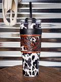Myra Bag - Wide Wyoming Tumbler in Black and White - Gift Items - Myra Bag - Bronco Western Supply Co.