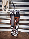 Myra Bag - Wide Wyoming Tumbler in Black and White - Gift Items - Myra Bag - Bronco Western Supply Co.