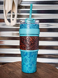 Myra Bag - Wide Wyoming Tumbler in Blue - Gift Items - Myra Bag - Bronco Western Supply Co.