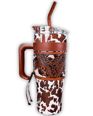 Myra Bag - Wide Wyoming Tumbler in Brown and White – Gift Items from Bronco Western Supply Co.