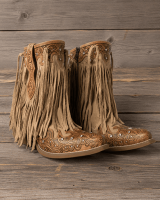 Nashville Nights Fringe Leather Boots in Ember by Myra Bag – Women's Shoes from Bronco Western Supply Co.