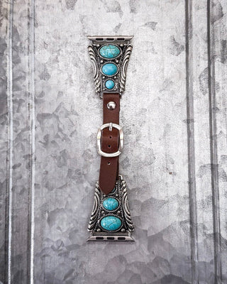Nellie Western Style Faux Turquoise and Leather Watch Fashion Band – Accessories from Bronco Western Supply Co.