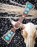 Nellie Western Style Faux Turquoise and Leather Watch Fashion Band - Accessories - Blue Tortoise - Bronco Western Supply Co.
