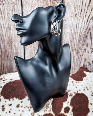 Nova Stud Fashion Hoop Earring - Silver/Pink – Jewelry from Bronco Western Supply Co.