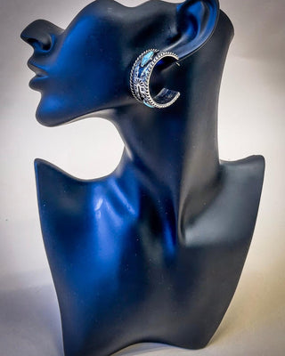 Nova Stud Hoop Fashion Earring - Silver/Turquoise – Jewelry from Bronco Western Supply Co.