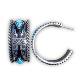 Nova Stud Hoop Fashion Earring - Silver/Turquoise - Jewelry - Blue Tortoise - Bronco Western Supply Co.