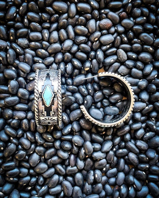 Nova Stud Hoop Fashion Earring - Silver/Turquoise – Jewelry from Bronco Western Supply Co.